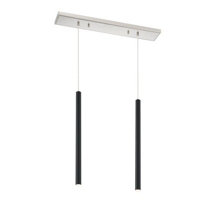 Z-Lite Forest 2 Light Island/Billiard, Brushed Nickel & Matte Black 917MP24-MB-LED-2LBN